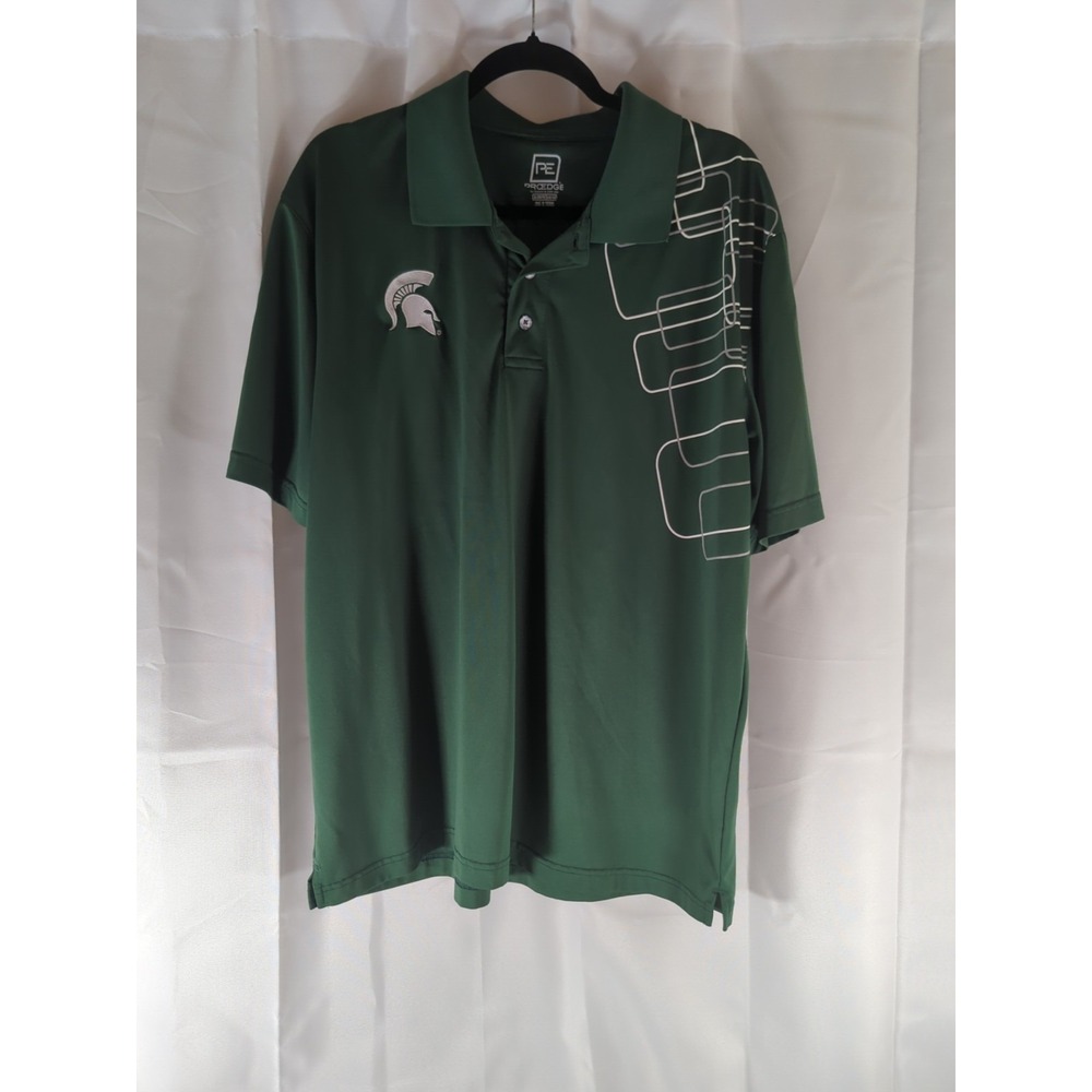 Pro Edge Michigan State Spartans MSU Green & White Polo Men's XL (46/48)